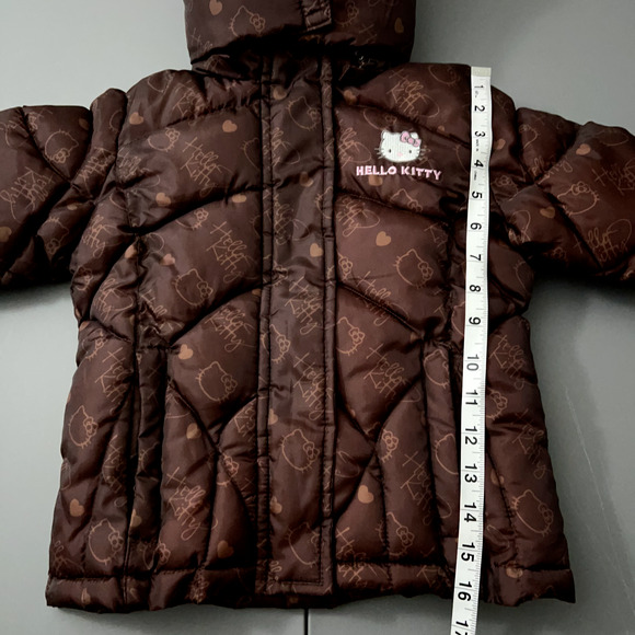 Hello Kitty Sanrio Jacket Girls Toddler 4 Brown Pink Puffer Winter Coat Hood - Picture 9 of 9